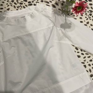 J.Crew Funnelneck Shirt in Cotton Poplin Size 2 White Shoulder Buttons